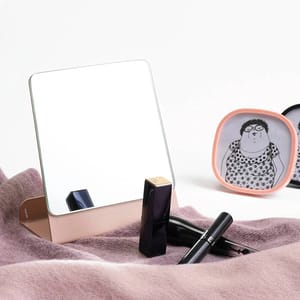Oglinda cosmetica SPIN Halo, 15.24 x 15.24 cm, roz