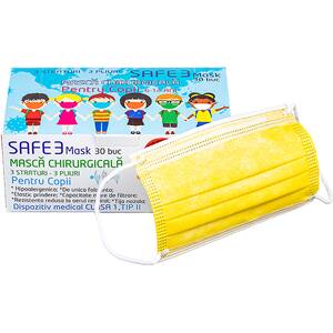 Set masti de protectie pentru copii MACRATEX, 3 straturi, 30 bucati, galben