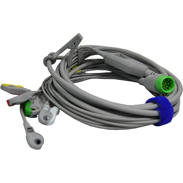 Cablu ECG COMEN, 5 conectori, 12 pini, gri