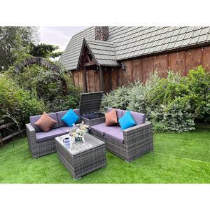 Set mobilier gradina MYRIA Wales Delo Thiery, 4 piese, gri inchis