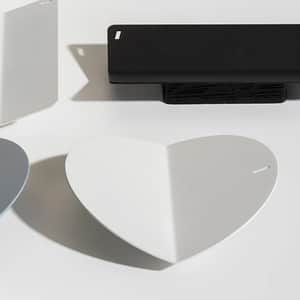 Suport accesorii birou SPIN Slide Circle, metal-lemn, alb