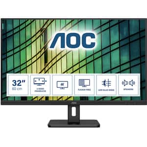 Monitor LED VA AOC U32E2N, 31.5" Ultra HD, 60Hz, AdaptiveSync, Flicker Free, negru