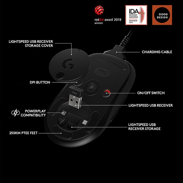 Mouse Gaming Wireless LOGITECH G Pro Lightspeed, 16000 dpi, negru