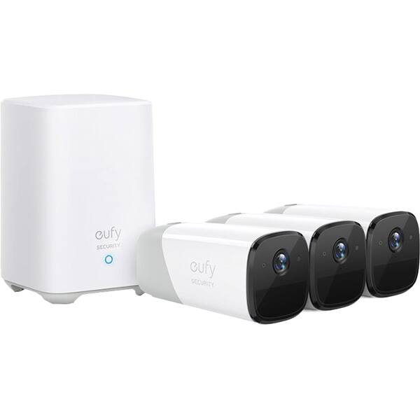 Kit supraveghere video eufyCam 2 Pro Security T88523D2, 3 camere, 2K, Wi-Fi, Waterproof, 16 canale, alb