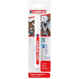 Marker permanent cu vopsea EDDING 750, corp metalic, 2-4 mm, alb