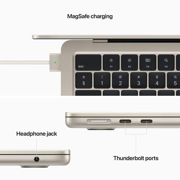 Laptop APPLE MacBook Air 13 mly13ze/a, Apple M2, 13.6" Retina Display, 8GB, SSD 256GB, 8-core GPU, macOS Monterey, Starlight, Tastatura layout INT