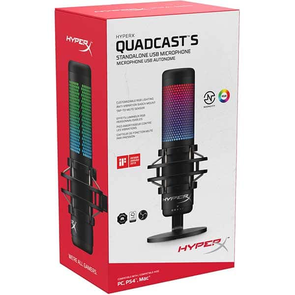 Microfon Gaming HyperX QuadCast S, RGB, USB-C, negru