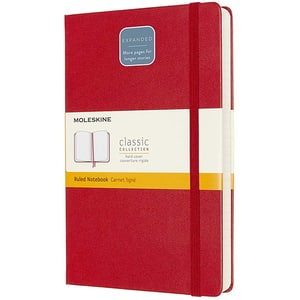 Carnet notite MOLESKINE Expanded Ruled Hard Notebook, dictando, Large, 200 file, rosu stacojiu