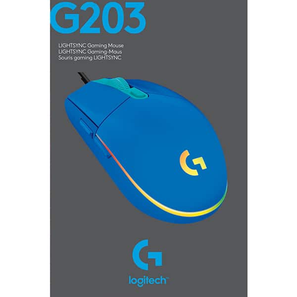 Mouse gaming LOGITECH G203 LIGHTSYNC RGB, 8.000 dpi, albastru