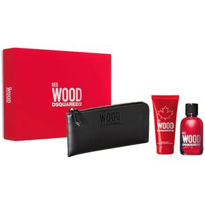 Set cadou DSQUARED2 Red Wood: Apa de toaleta, 100ml + Gel de dus, 100ml + Portfard
