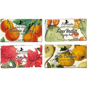 Pachet LA DISPENSA Florinda: Sapun cu portocale amare, 100g + Sapun cu fruct de cactus, 100g + Sapun cu ghimbir, 100g + Sapun cu gutui, 100g