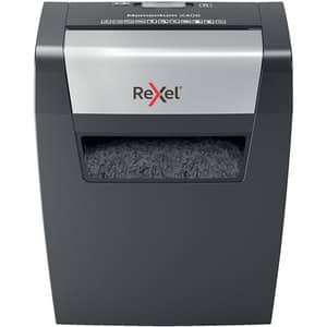 Distrugator documente manual REXEL MOMENTUM X406, 6 coli, 15l, Cross-cut, negru-gri