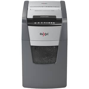 Distrugator documente automat REXEL Optimum 130M P5, 130 coli, 44l, Micro-Cut, gri