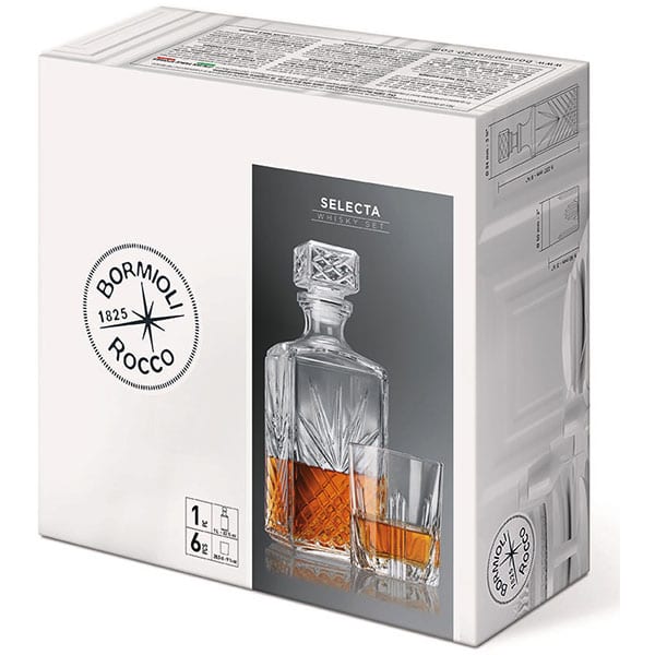 Set Whisky BORMIOLI Selecta: 6 pahare 0.285l, decantor, 1l, sticla