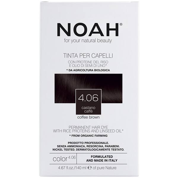 Pachet promo NOAH: Vopsea de par fara amoniac, 4.06 Saten cafeniu, 140ml, 2 buc + Sampon Color Save, 630ml