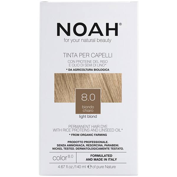 Pachet promo NOAH: Vopsea de par fara amoniac, 8.0 Blond deschis, 140ml, 2 buc + Sampon Color Save, 630ml