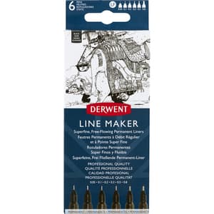 Liner DERWENT Profesional, 0.05 - 0.8 mm, 6 bucati, negru