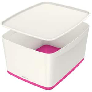 Cutie organizare LEITZ MyBox, 318 x 198 x 385 mm, ABS, alb-roz