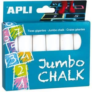 Creta alba APLI Jumbo Chalk, 6 culori