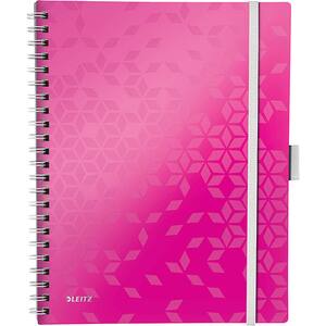 Caiet de birou LEITZ, matematica, A4, 80 file, legatura spirala, roz
