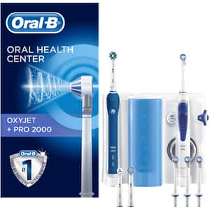 Set Periuta de dinti electrica ORAL-B Pro 2000, 40000 pulsatii/min, 2 programe, 6 capat, albastru + Irigator bucal Oxyjet