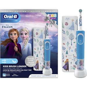 Periuta de dinti electrica copii ORAL-B Vitality Frozen, 7600 oscilatii/min, Curatare 2D, 2 programe, 1 capat, albastru