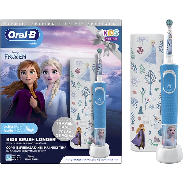 Announcement Paving Reorganize Periuta de dinti electrica copii ORAL-B Vitality Frozen, 7600  oscilatii/min, Curatare 2D, 2 programe,