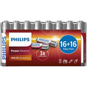 Baterii alcaline PHILIPS LR03, AAA, 32 bucati