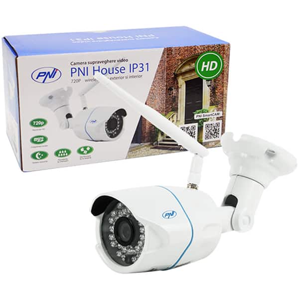Competitors Body educate Camera supraveghere Wireless PNI House IP31, HD 720p, exterior/interior,  IR, Night Vision, alb