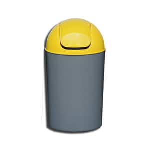 Cos de gunoi cu capac PLASTOR Flip-Flap, colectare selectiva, 12 L, galben