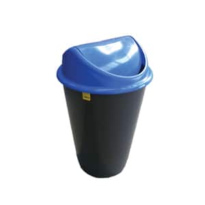 Cos de gunoi cu capac PLASTOR Flip-Flap, colectare selectiva, 60 L, albastru