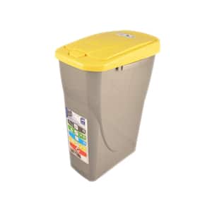 Cos de gunoi cu capac PLASTOR Eco Bin, colectare selectiva, 25 L, galben