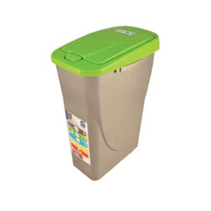 Cos de gunoi cu capac PLASTOR Eco Bin, colectare selectiva, 25 L, verde