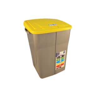 Cos de gunoi cu capac PLASTOR Eco Bin, colectare selectiva, 45 L, galben