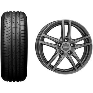 Roata completa VW T-Roc, Skoda Karoq, Seat Ateca - Janta aliaj Dezent TZ graphite 5x112, 17 inch + Anvelopa vara Nexen N'FERA Primus 215/55R17 98W/XL 