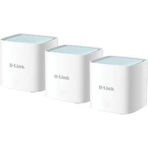 Sistem Wireless Mesh D-LINK EAGLE PRO AI AX1500, Wi-Fi 6, Dual Band 300 + 1201 Mbps, 3 buc, alb