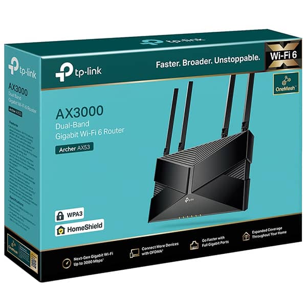 Father fage Unarmed inland Router Wireless Gigabit TP-LINK Archer AX53 AX3000, Wi-Fi 6, Dual-Band 574  + 2402