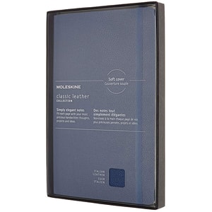 Carnet notite MOLESKINE Ruled Softback Notebook Classic Italian Leather, dictando, Large, 88 file, albastru