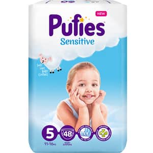 Scutece PUFIES Sensitive nr 5, Unisex, 11-16 kg, 48 buc