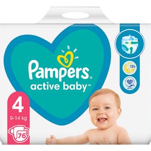 Scutece PAMPERS Active Baby Giant Pack nr 4, Unisex, 9-14 kg, 76 buc