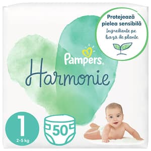 Scutece PAMPERS Harmonie Value Pack nr 1, Unisex, 2-5 kg, 50 buc