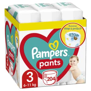 Scutece chilotel PAMPERS Pants XXL Box nr 3, Unisex, 6-11 kg, 204 buc