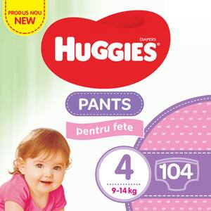 Scutece chilotei HUGGIES Pants Mega nr 4, Fata, 9-14 kg, 104 buc