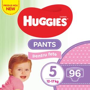 Scutece chilotel HUGGIES Pants Mega nr 5, Fata, 12-17 kg, 96 buc
