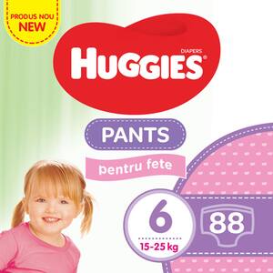 Scutece chilotei HUGGIES Pants Mega nr 6, Fata, 15-25 kg, 88 buc