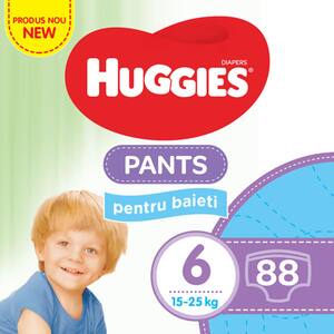 Scutece chilotei HUGGIES Pants Mega nr 6, Baiat, 15-25 kg, 88 buc