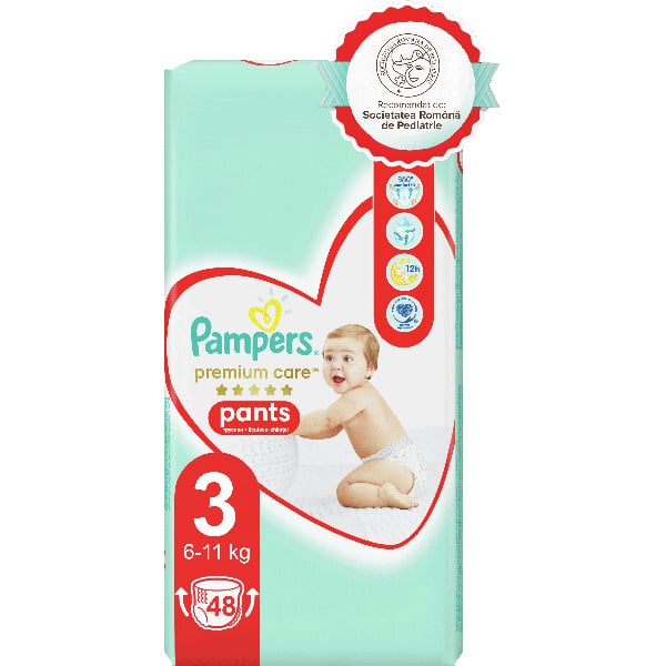 Playing chess wage album Scutece chilotel PAMPERS Premium Care Pants Value Pack nr 3, Unisex, 6-11  kg, 48 buc