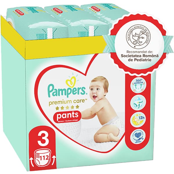 Scutece chilotel PAMPERS Premium Care Pants XXL Box nr 3, Unisex, 6-11 kg, 112 buc
