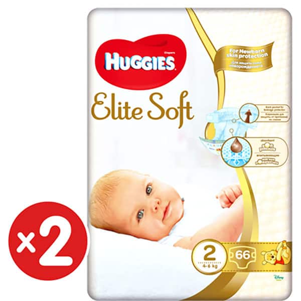 HUGGIES New Elite Soft nr 2, 4-6 kg, 132 buc