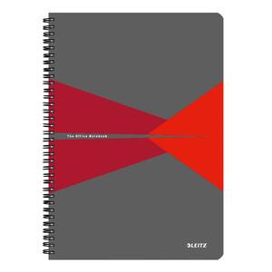 Caiet de birou LEITZ, matematica, A4, 90 file, legatura spirala, rosu